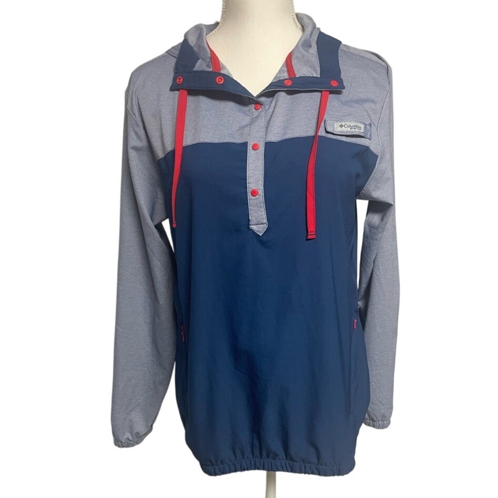 Columbia Performance Fishing Gear Blue Pullover Jacket Womens Small‎